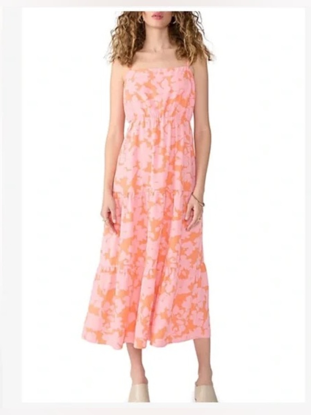 Social Standard by Sanctuary Smocked Midi Dress in Melon size XXL